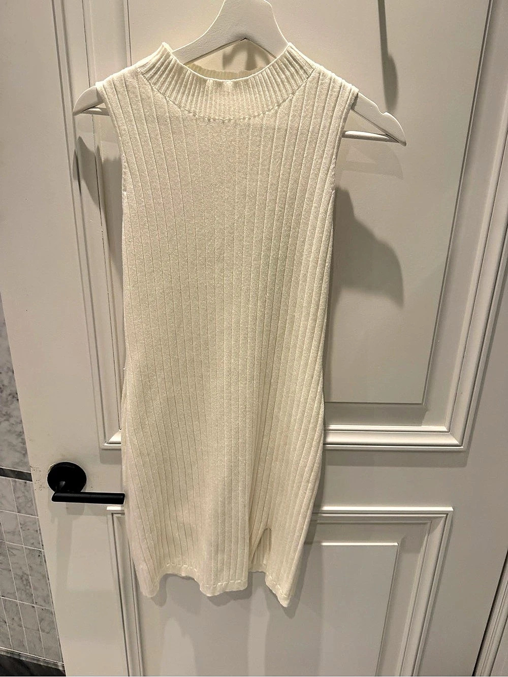 SHEIN Ribbed Turtleneck Sweater Dress White Medium